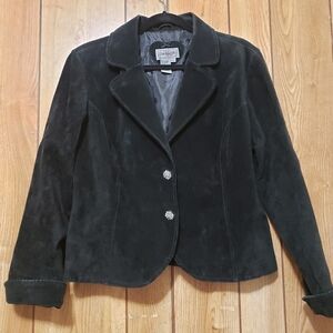 Live a Little Leather Suede Jacket Women's Size L Snap Button